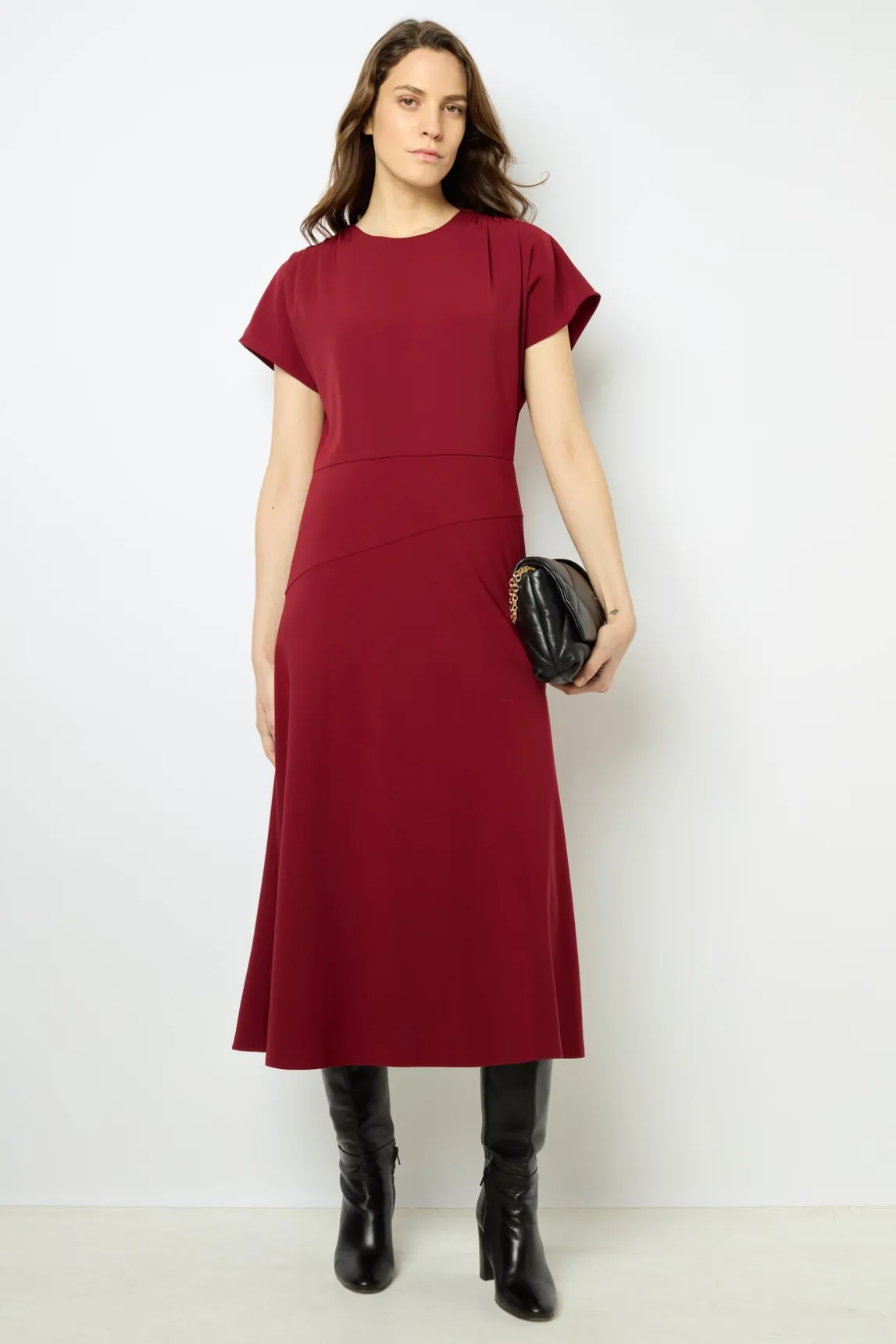 Plain waisted midi dress - SERGINA