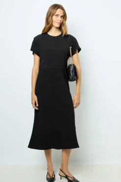 Plain waisted midi dress - SERGINA