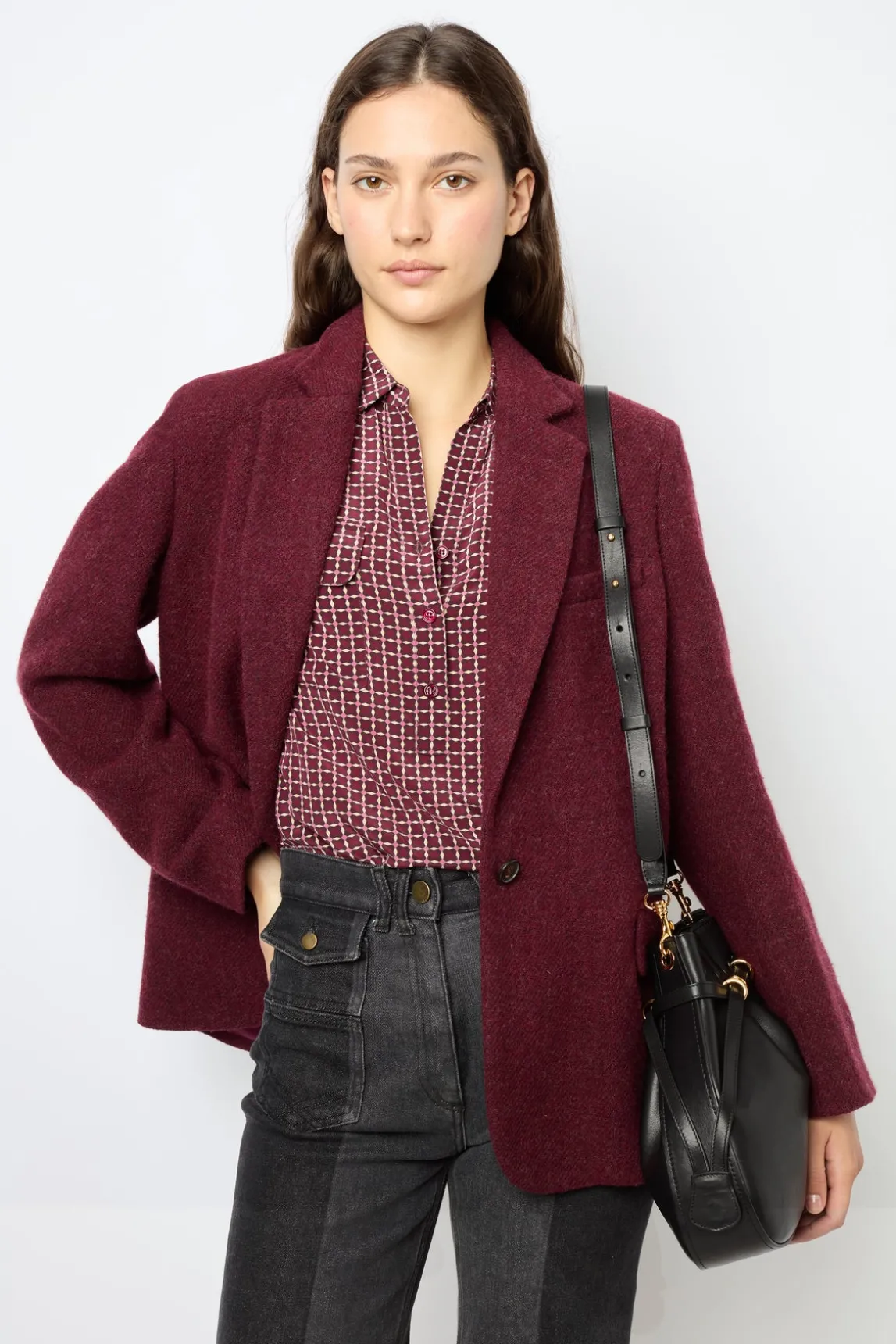 Plain wide jacket - MARINE