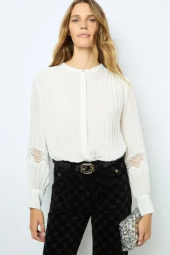 Pleated lace top - BELLINE