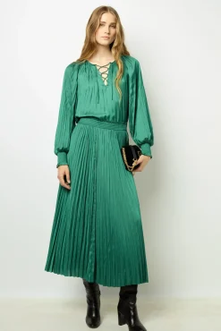 Pleated satin blouse - BABETH