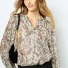 Print blouse with lurex - BASYLL