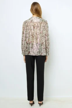 Print blouse with lurex - BASYLL