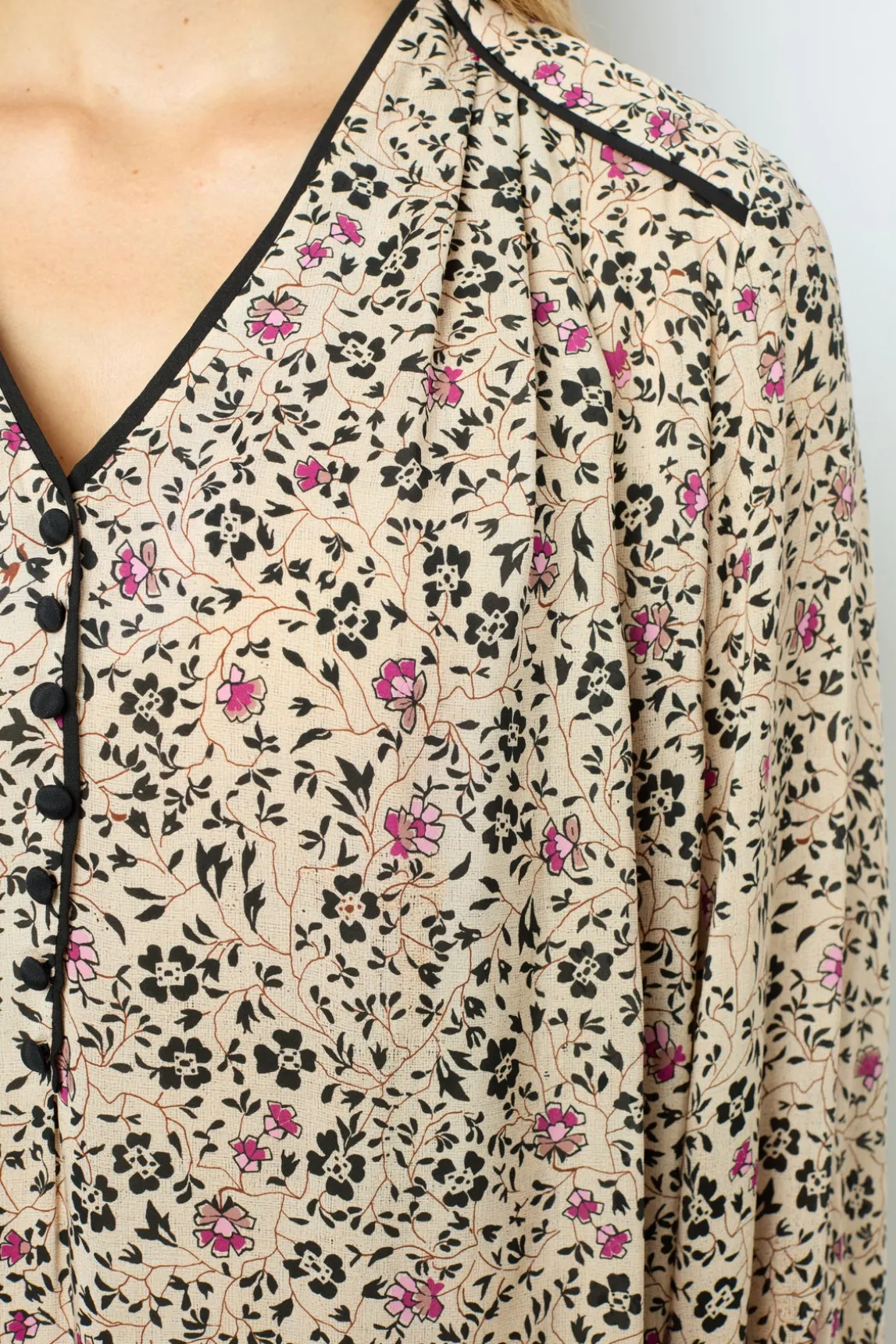 Printed V-neck straight dress - SALINE