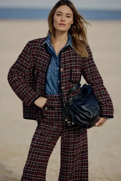 Red tweed jacket with braid - MAIWENN