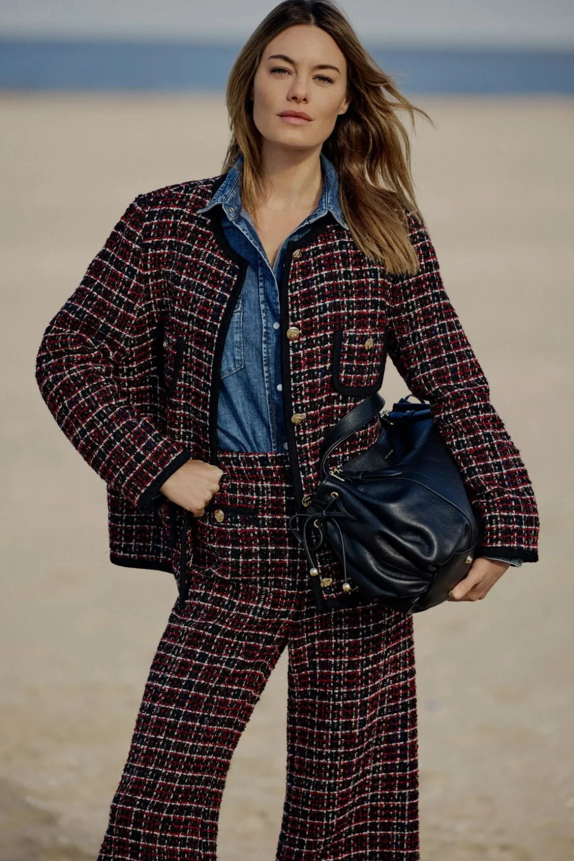 Red tweed jacket with braid - MAIWENN