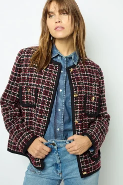 Red tweed jacket with braid - MAIWENN