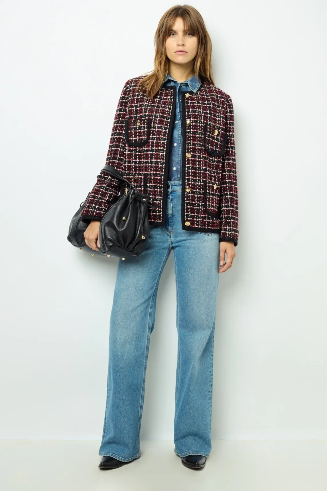 Red tweed jacket with braid - MAIWENN