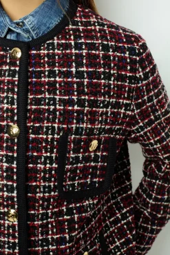 Red tweed jacket with braid - MAIWENN