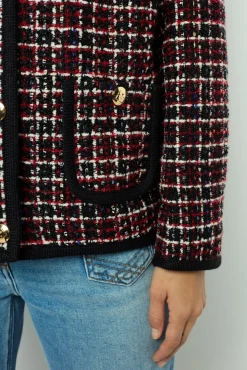 Red tweed jacket with braid - MAIWENN