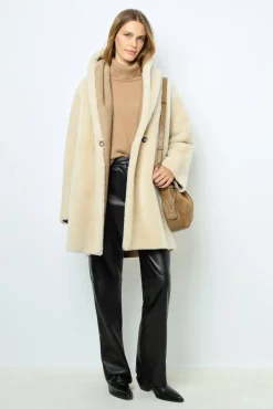 Reversible shearling coat with shawl collar - LEOCADIE