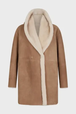 Reversible shearling coat with shawl collar - LEOCADIE