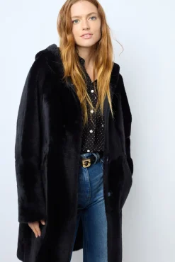 Reversible shearling hooded coat - LETITIA