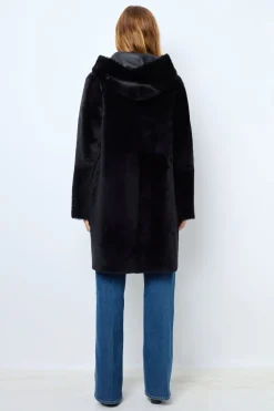 Reversible shearling hooded coat - LETITIA