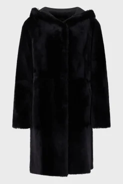 Reversible shearling hooded coat - LETITIA