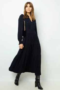 Ruffled jacquard maxi dress - SANDRINE