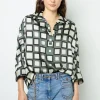 Satin look geometric print blouse - BUNNY