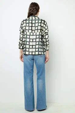 Satin look geometric print blouse - BUNNY