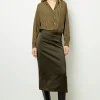 Satin midi skirt - CORALINE