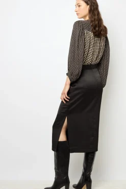 Satin midi skirt - CORALINE