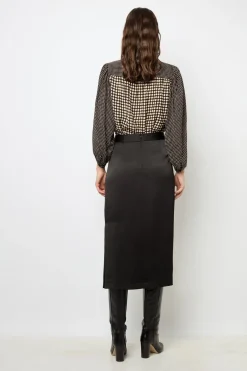 Satin midi skirt - CORALINE