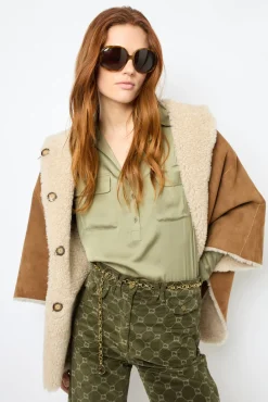 Shearling cape coat - LORIANE