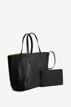 Shopping bag in grainy leather metallic inside - SIMPLE 2