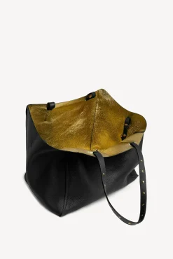 Shopping bag in grainy leather metallic inside - SIMPLE 2