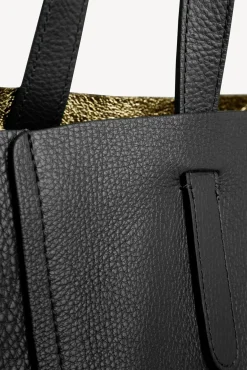 Shopping bag in grainy leather metallic inside - SIMPLE 2