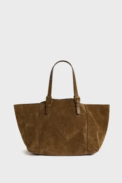 Shopping bag in suede leather metallic inside - SIMPLE BAG