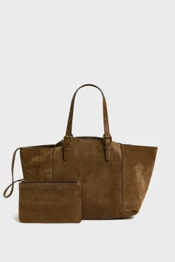 Shopping bag in suede leather metallic inside - SIMPLE BAG