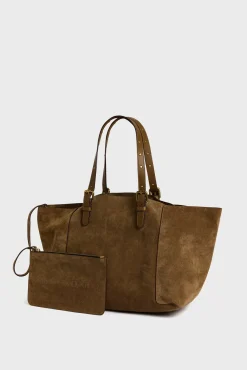 Shopping bag in suede leather metallic inside - SIMPLE BAG
