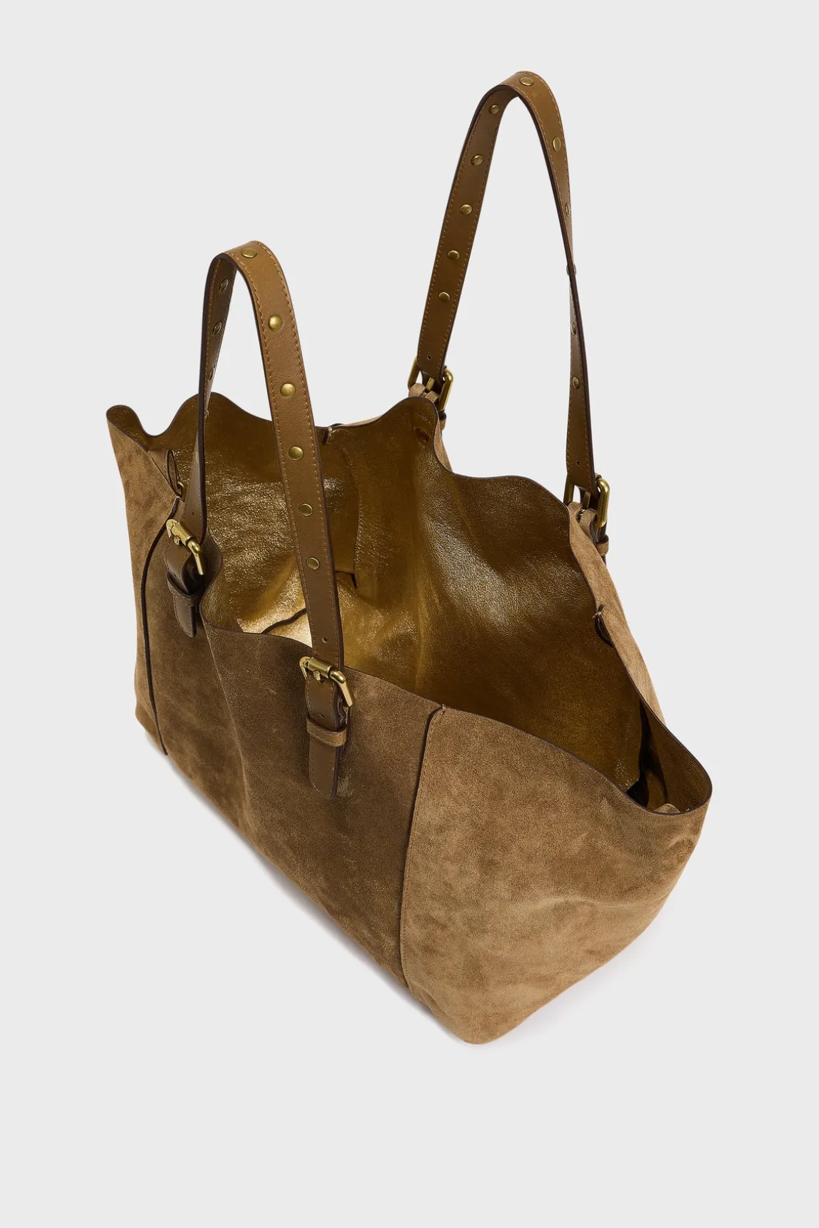 Shopping bag in suede leather metallic inside - SIMPLE BAG