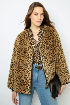 Short coat with leopard print - LAISSA