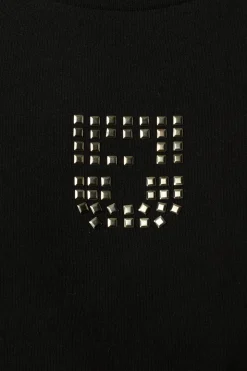 Short sleeve T-shirt with studded logo - ANOUCHE