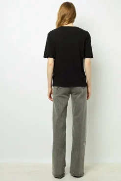 Short sleeve T-shirt with studded logo - ANOUCHE