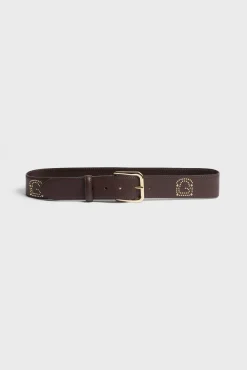 Signature leather belt with studs - LE MAY