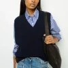Sleeveless wool ribbed V-neck sweater - LUCCIA