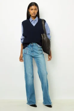 Sleeveless wool ribbed V-neck sweater - LUCCIA