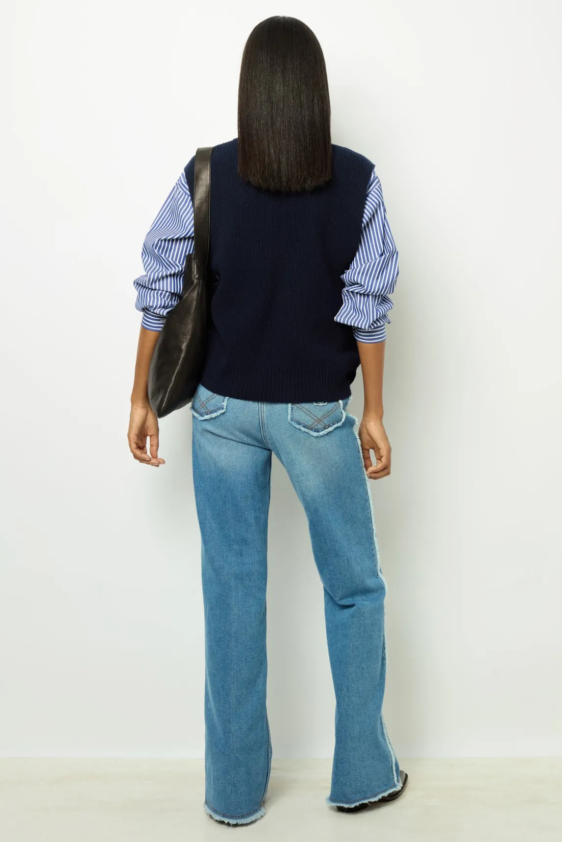 Sleeveless wool ribbed V-neck sweater - LUCCIA