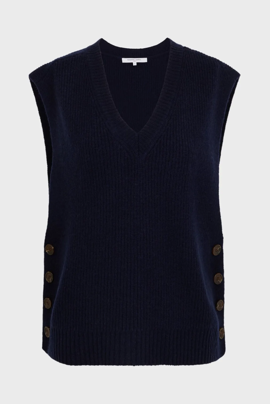 Sleeveless wool ribbed V-neck sweater - LUCCIA