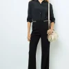 Soft wide-leg pants with rhinestone - NUALA