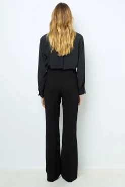Soft wide-leg pants with rhinestone - NUALA
