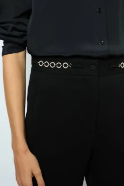 Soft wide-leg pants with rhinestone - NUALA