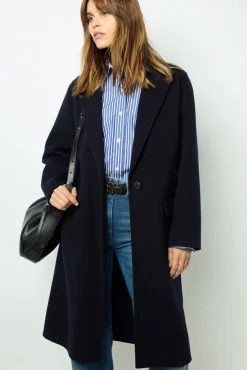 Straight cut coats with fine stripes - LASSIA