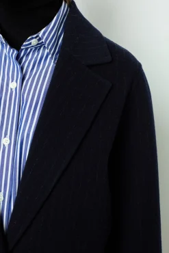 Straight cut coats with fine stripes - LASSIA
