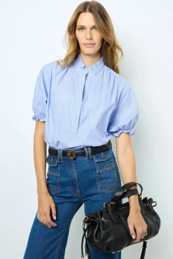 Striped popelin blouse - BERTINIA