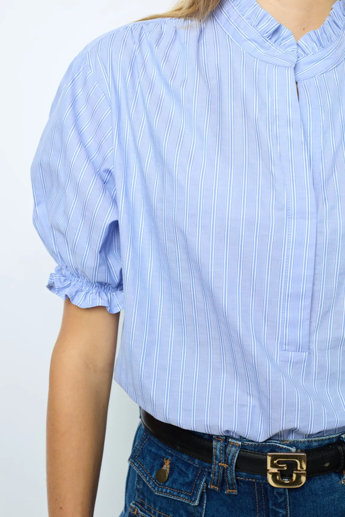 Striped popelin blouse - BERTINIA