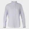 Striped poplin shirt with stand up collar - CALYPSO