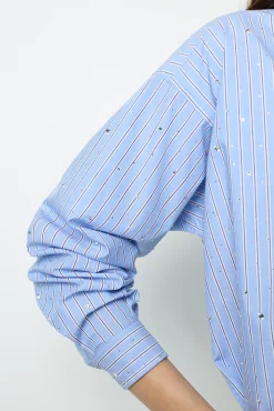Striped rhinestone shirt - BALLIE